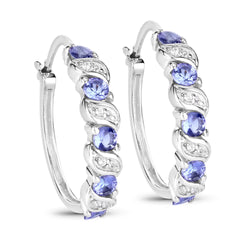 1.08 Carat Genuine Tanzanite and White Topaz .925 Sterling Silver Earrings