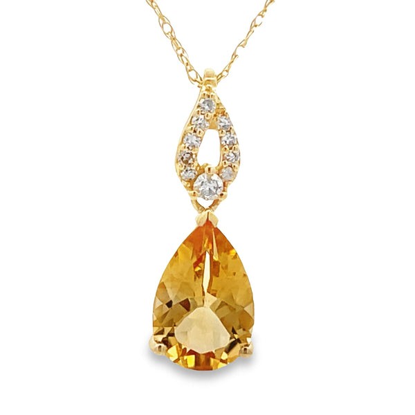 Citrine Diamond Fashion Pendants 14KT Yellow Gold