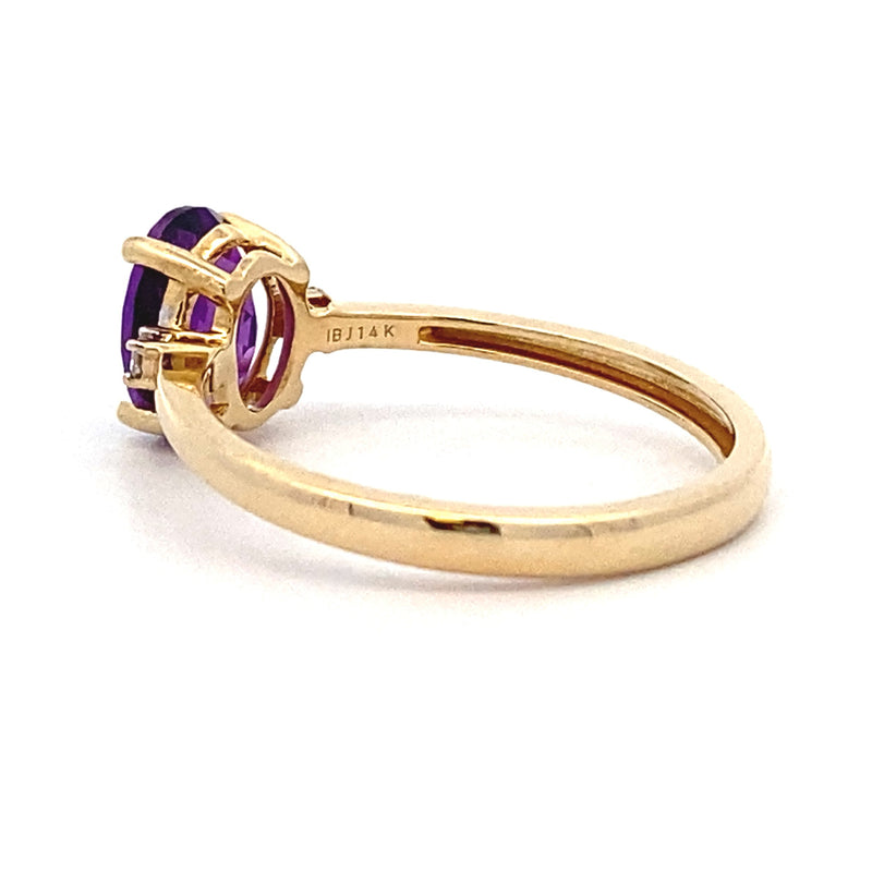 Natural 1.40ct Amethyst Diamond Ring 14KT Yellow Gold