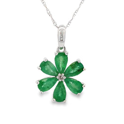 1.51ct Emerald Diamond Fashion Pendants 14KT White Gold