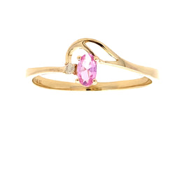 .02ct Created Sapphire Diamond Ring 10KT Yellow Gold