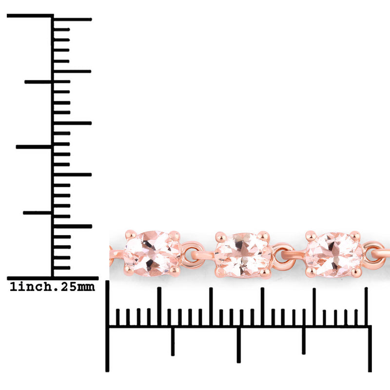 1.62 Carat Genuine Morganite .925 Sterling Silver Bracelet