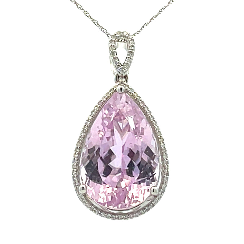 Kunzite Diamond Fashion Pendants 14KT White Gold