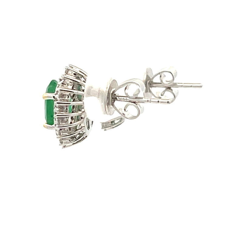 Natural 1.98ct Emerald Diamond Earrings 14KT White Gold