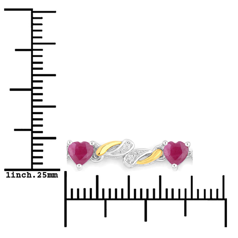 1.09 Carat Genuine Ruby and White Sapphire .925 Sterling Silver Bracelet