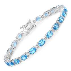 10.71 Carat Genuine Swiss Blue Topaz .925 Sterling Silver Bracelet