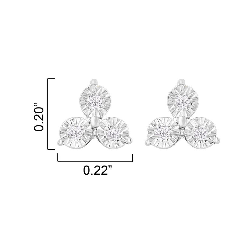 V3 Jewelry Natural White Diamond Sterling Silver Stud Earrings