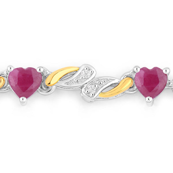 1.09 Carat Genuine Ruby and White Sapphire .925 Sterling Silver Bracelet