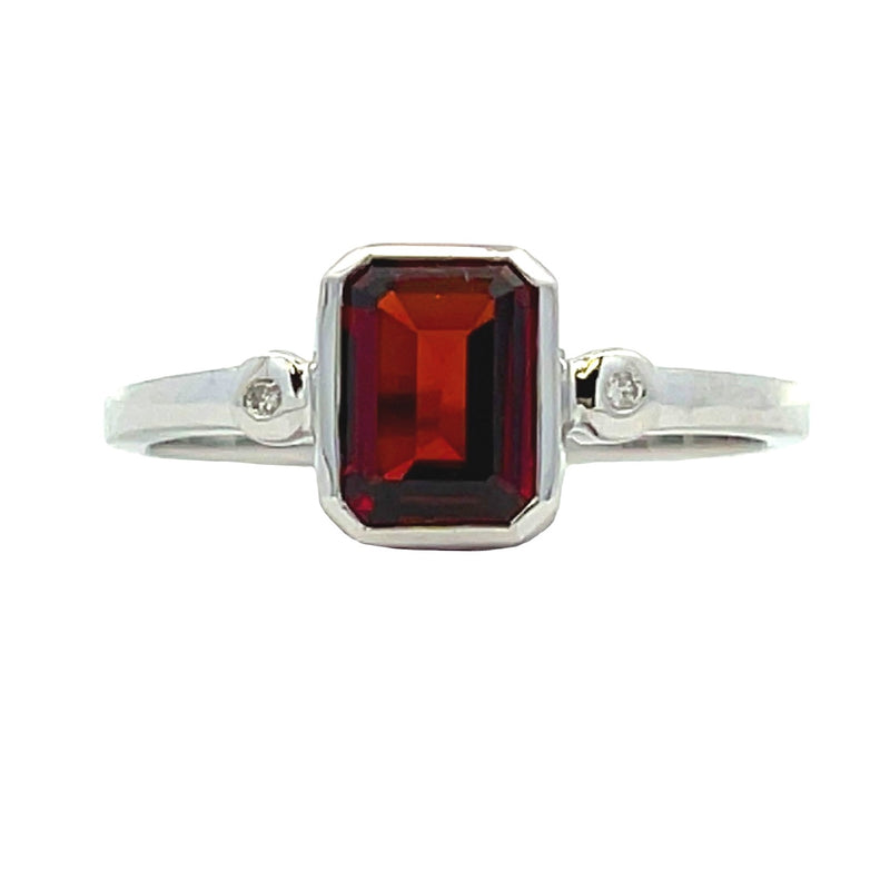 Natural 1.19ct Garnet Diamond Ring 10KT White Gold