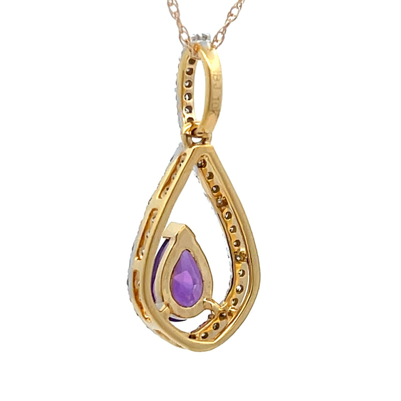 Amethyst Diamond Fashion Pendants 10KT Yellow Gold