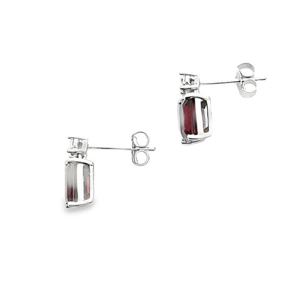 Natural 2.35ct Garnet Diamond Earrings 10KT White Gold