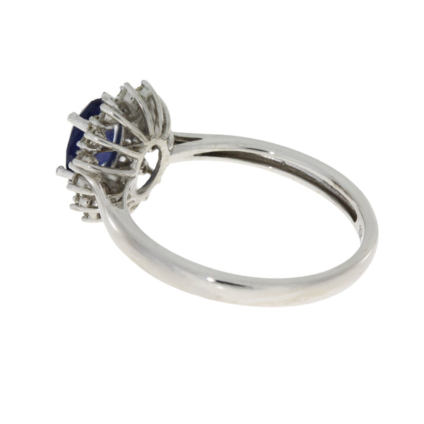 Genuine 1.25ct Sapphire Diamond Ring 10KT White Gold