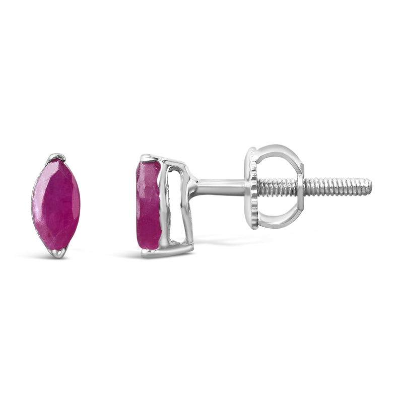 .925 Sterling Silver 1/2 Cttw Created Pink Ruby Gemstone Solitaire Stud Earrings