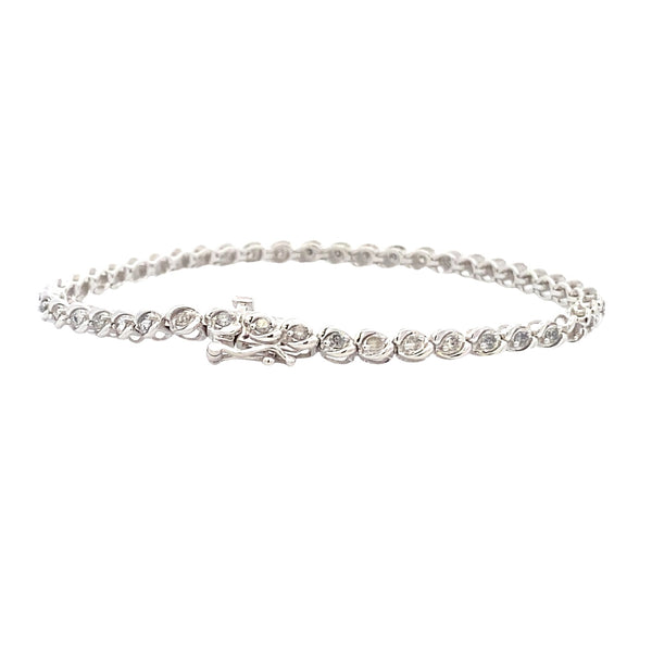 Natural 1.00ct Diamond Tennis Bracelet 10KT White Gold