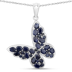 4.36 Carat Genuine Blue Sapphire .925 Sterling Silver Pendant