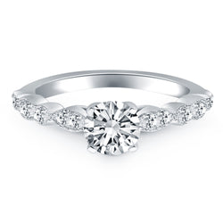 14k White Gold Fancy Shaped Diamond Engagement Ring Mounting