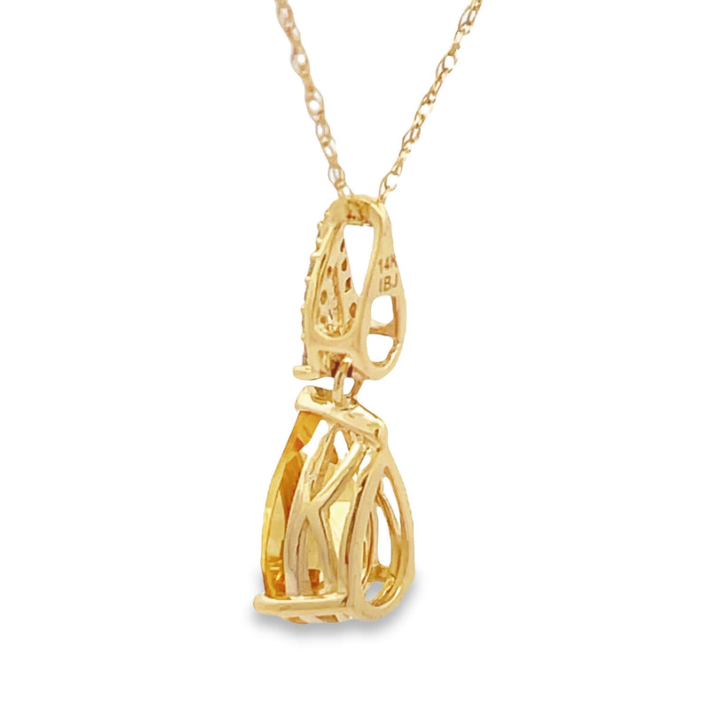 Citrine Diamond Fashion Pendants 14KT Yellow Gold