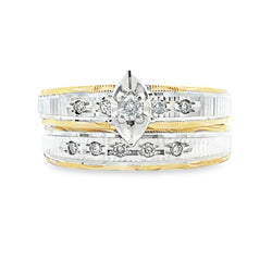 Diamond Engagement Ring Set Sterling Silver 14KT Gold