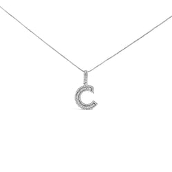 .925 Sterling Silver 4/5 Cttw Round Lab-Grown Diamond "C" Pendant Necklace - 18" (F-G Color, VS2-SI1 Clarity)