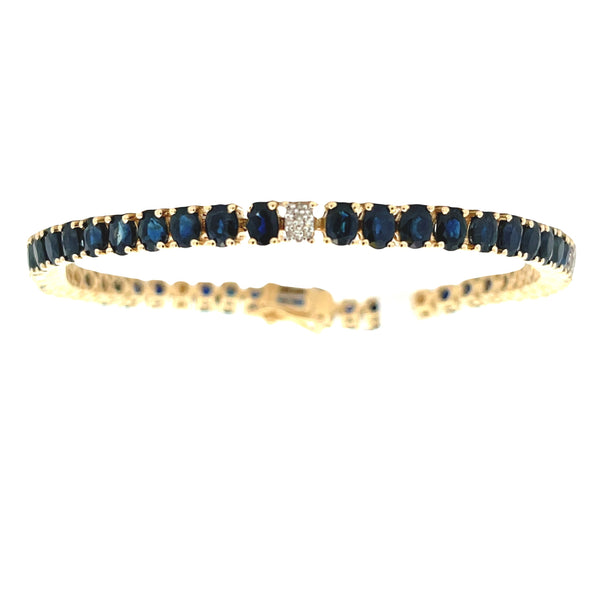 Sapphire Diamond Tennis Bracelet 14KT Yellow Gold