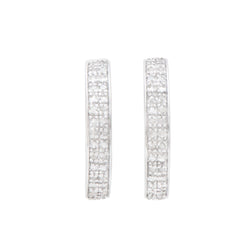 Rodium Plated 925 Sterling Silver 0.25 Diamond Earrings for Women