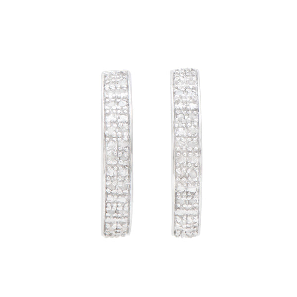 Rodium Plated 925 Sterling Silver 0.25 Diamond Earrings for Women