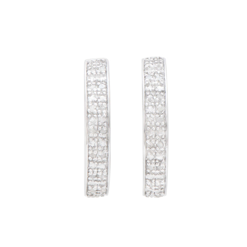 Rodium Plated 925 Sterling Silver 0.25 Diamond Earrings for Women