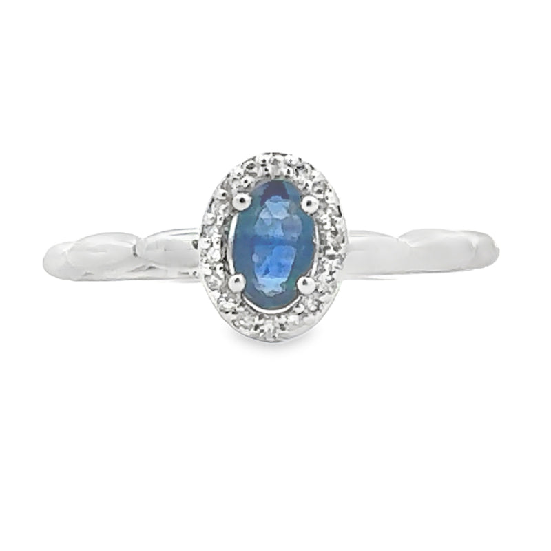 Natural .31ct Sapphire Diamond Ring 10KT White Gold