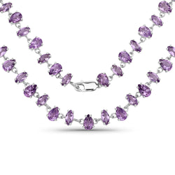 23.63 Carat Genuine Amethyst .925 Sterling Silver Necklace