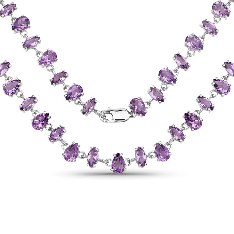 23.63 Carat Genuine Amethyst .925 Sterling Silver Necklace