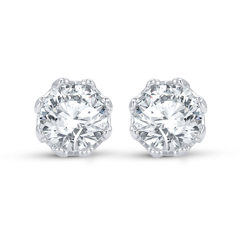 Cubic Zirconia Silvertone Stud Earrings