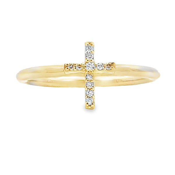 Natural .05ct Diamond Cross Ring 14KT White Gold