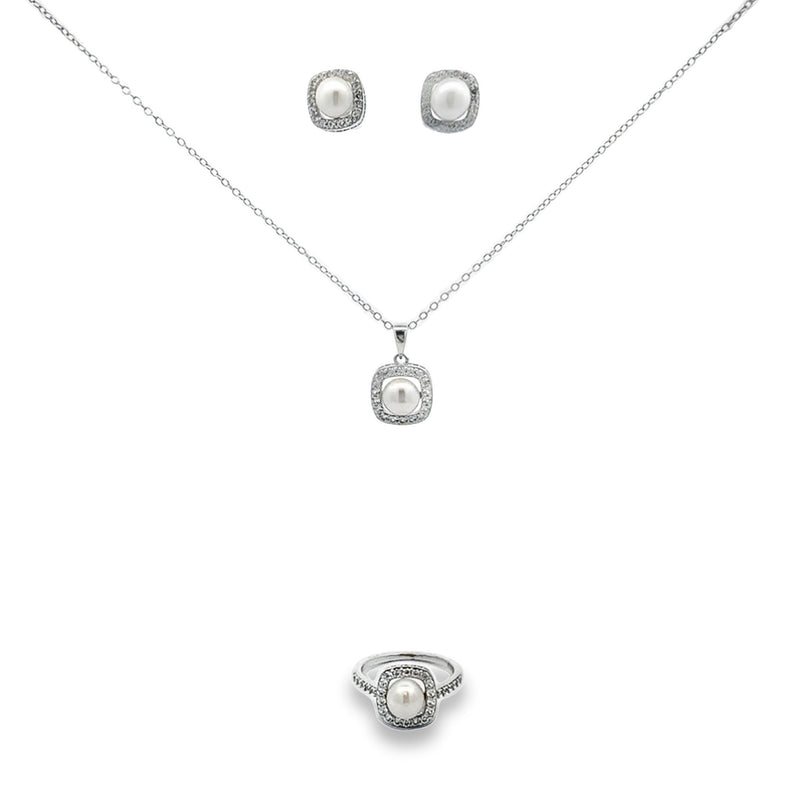 FW Pearl Created Sapphire Jewelry sets Sterling Silver