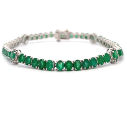 8.77ct Emerald Diamond Tennis Bracelet 14KT White Gold