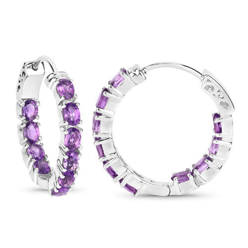 3.20 Carat Genuine Amethyst .925 Sterling Silver Earrings