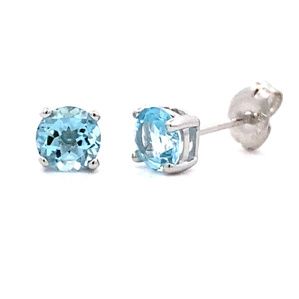 Natural 1.00ct Blue Topaz Stud Earrings Sterling Silver