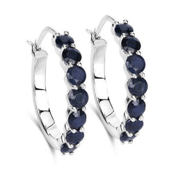 2.66 Carat Genuine Blue Sapphire .925 Sterling Silver Earrings