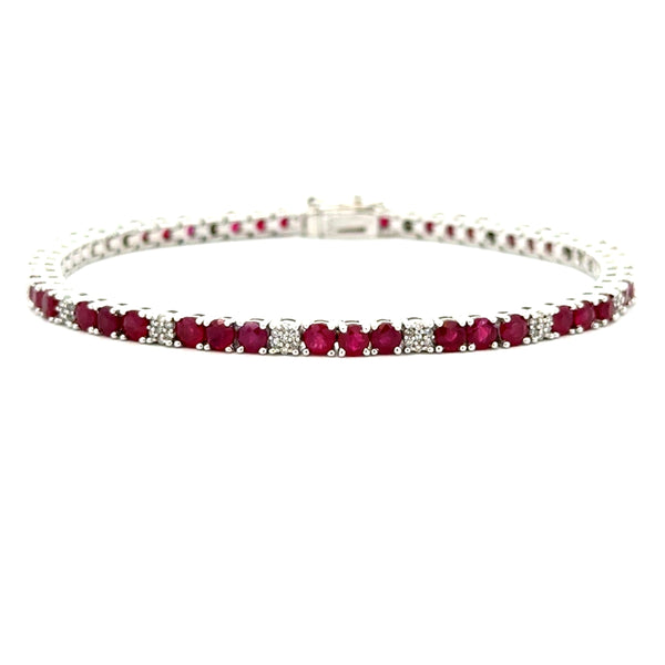 4.93ct Ruby Diamond Tennis Bracelet 14KT White Gold