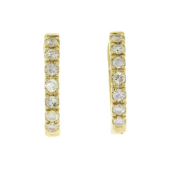 Genuine .25ct Diamond Hoop Earrings 14KT Yellow Gold