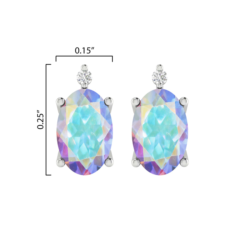 V3 Jewelry Mercury and Mystic Topaz Sterling Silver Stud Earrings Set