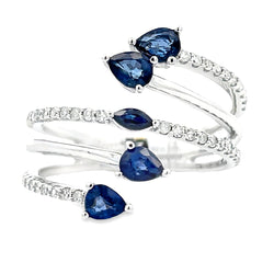 Natural .85ct Sapphire Diamond Ring 14KT White Gold