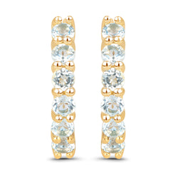 18K Yellow Gold Plated 1.44 Carat Genuine Blue Topaz .925 Sterling Silver Earrings