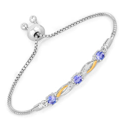 0.77 Carat Genuine Tanzanite and White Sapphire .925 Sterling Silver Bracelet