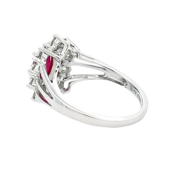 Natural 1.65ct Ruby Diamond Ring 14KT White Gold