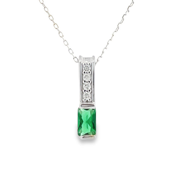 .06ct Created Emerald Fashion Pendants 10KT White Gold