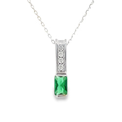 .06ct Created Emerald Fashion Pendants 10KT White Gold