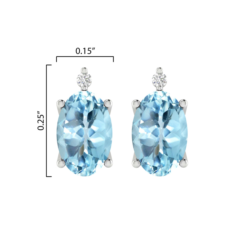 V3 Jewelry Natural London Blue Topaz and Sky Blue Topaz Sterling Silver Stud Earrings Set