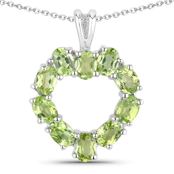 1.70 Carat Genuine Peridot .925 Sterling Silver Pendant