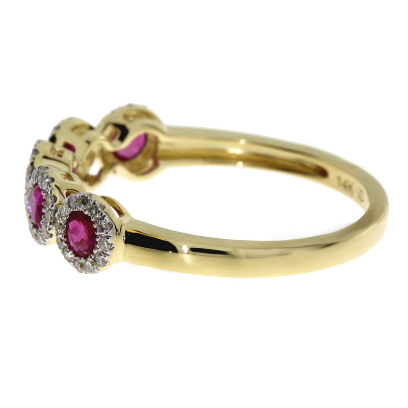 .60ct Ruby Diamond Wedding Band Ring 14KT Yellow Gold