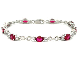 Natural Created Ruby Tennis Bracelet Sterling Silver